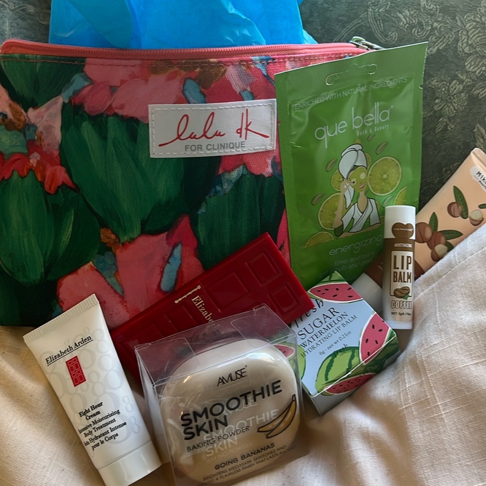Clinique x Lulu dk collaboration cosmetics pouch bundle